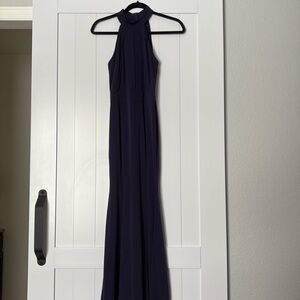 Navy high neck dress